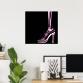 X-RAY HEEL LADY SKELETON FOOT PINK POSTER (Heimbüro)