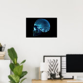 X-ray of the brain inside a skull poster (Heimbüro)