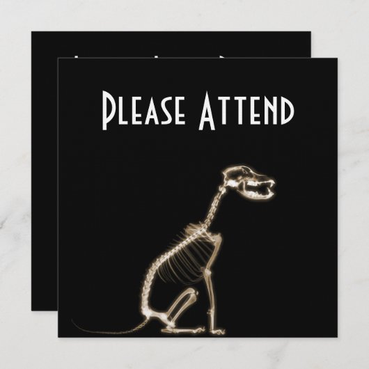 X-RAY PUPPY DOG SKELETON SITTING - SEPIA EINLADUNG (Vorne/Hinten)