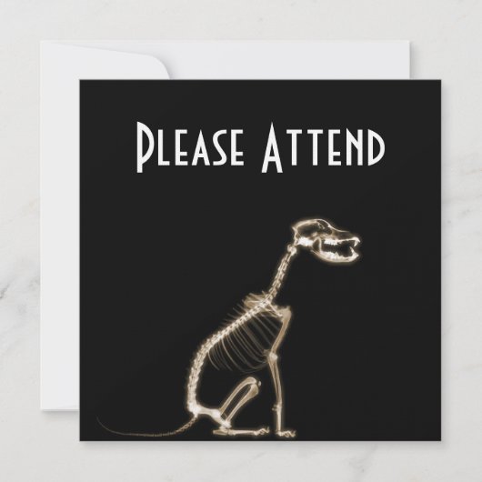 X-RAY PUPPY DOG SKELETON SITTING - SEPIA EINLADUNG (Vorderseite)