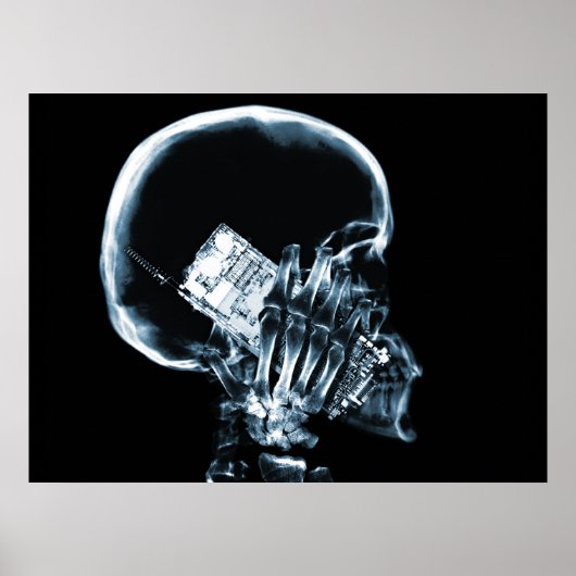 X-RAY SKELETON AM TELEFON - BLAU POSTER (Vorne)