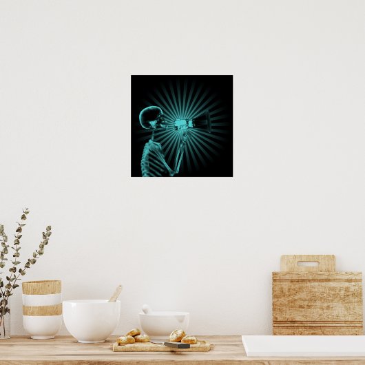 X-Ray Skeleton auf Megaphone - Aquamarin Poster (Küche)