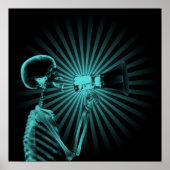 X-Ray Skeleton auf Megaphone - Aquamarin Poster (Vorne)