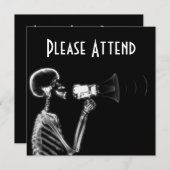 X-RAY SKELETON AUF MEGAPHONE - B&W EINLADUNG (Vorne/Hinten)
