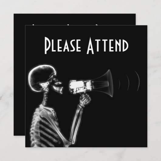 X-RAY SKELETON AUF MEGAPHONE - B&W EINLADUNG (Vorne/Hinten)