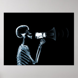 X-RAY SKELETON AUF MEGAPHONE - BLAU POSTER