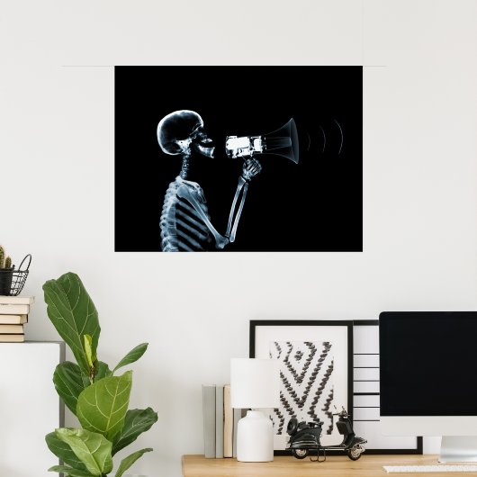 X-RAY SKELETON AUF MEGAPHONE - BLAU POSTER (Heimbüro)