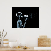 X-RAY SKELETON AUF MEGAPHONE - BLAU POSTER (Küche)