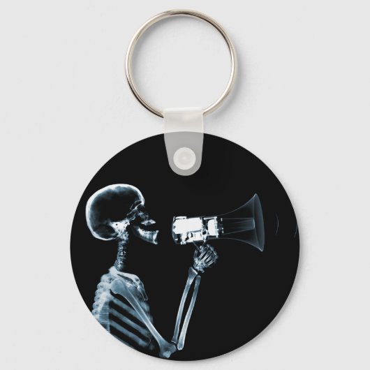 X-RAY SKELETON AUF MEGAPHONE - BLAU SCHLÜSSELANHÄNGER (Vorderseite)
