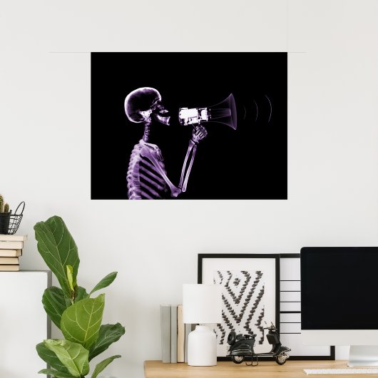 X-RAY SKELETON AUF MEGAPHONE - LILA POSTER (Heimbüro)