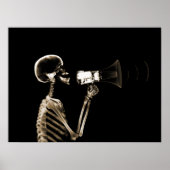 X-RAY SKELETON AUF MEGAPHONE - SEPIA POSTER (Vorne)