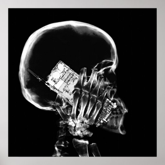 X-RAY SKELETON AUF ZELLTELEFON BLACK & WHITE POSTER (Vorne)