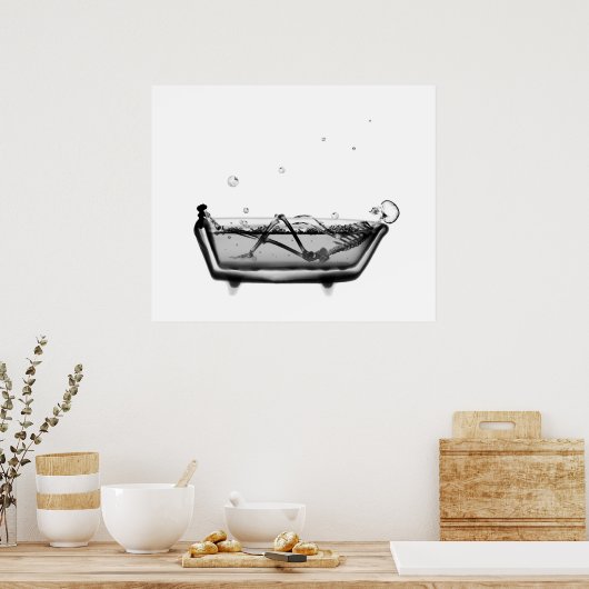 X-Ray Skeleton B&W Bath Time Poster (Küche)