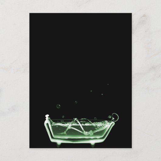 X-Ray Skeleton Bath Black Green Postkarte (Vorderseite)