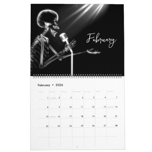 X-Ray Skeleton Black & White Kalender (Feb 2026)
