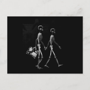 X-Ray Skeleton Couple Reisen Schwarz-weiß Postkarte