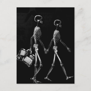 X-Ray Skeleton Couple Reisen Schwarz-weiß Postkarte