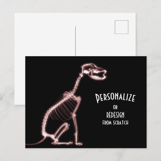 X-Ray Skeleton Dog - Red Postkarte (Vorne/Hinten)