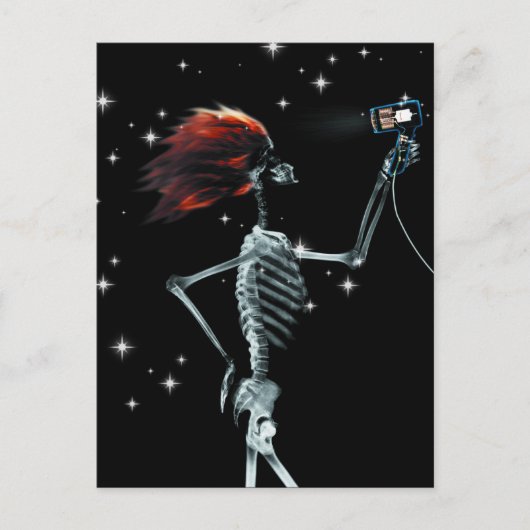X-Ray Skeleton Dressed - Rotes Haar Postkarte (Vorderseite)