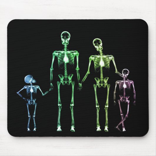 X-RAY SKELETON FAMILIE VON 4 ORIGINALFARBEN MOUSEPAD (Vorne)