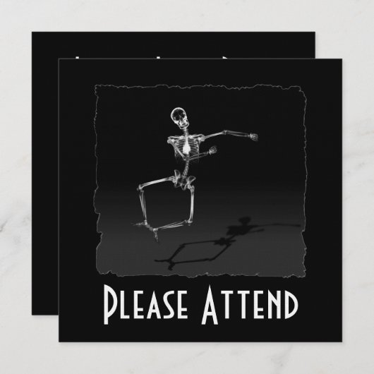 X-RAY SKELETON JOY LEAP B&W EINLADUNG (Vorne/Hinten)