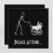 X-Ray Skeleton Mama & Baby - Original B&W Einladung (Vorne/Hinten)