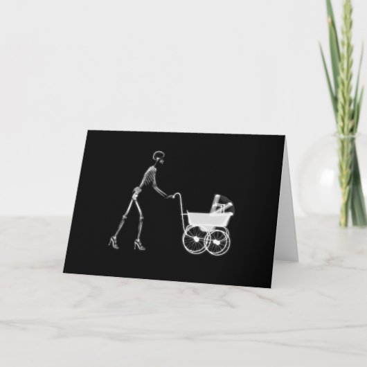 X-Ray Skeleton Mom & Baby - Original B&W Karte (Vorderseite)