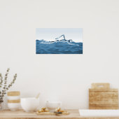 X-Ray Skeleton Schwimmen im Lake Blue Poster (Küche)