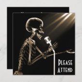 X-RAY SKELETON SINGING AUF RETRO MIC - SEPIA EINLADUNG (Vorne/Hinten)