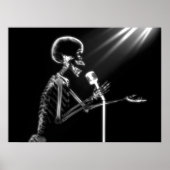 X-RAY SKELETON SINGING ON RETRO MIC - B&W POSTER (Vorne)