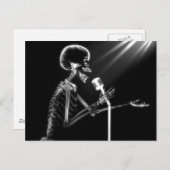 X-RAY SKELETON SINGING ON RETRO MIC - B&W POSTKARTE (Vorne/Hinten)