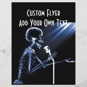 X-RAY SKELETON SINGING ON RETRO MIC - BLAU FLYER