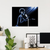 X-RAY SKELETON SINGING ON RETRO MIC - BLAU POSTER (Heimbüro)