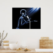 X-RAY SKELETON SINGING ON RETRO MIC - BLAU POSTER (Küche)