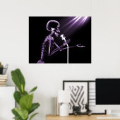 X-RAY SKELETON SINGING ON RETRO MIC - LILA POSTER (Heimbüro)