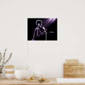 X-RAY SKELETON SINGING ON RETRO MIC - LILA POSTER (Küche)