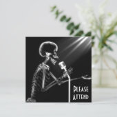 X-RAY SKELETON SINGT AUF RETRO MIC - B&W EINLADUNG (Stehend Vorderseite)
