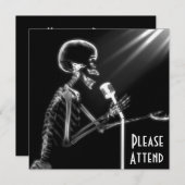 X-RAY SKELETON SINGT AUF RETRO MIC - B&W EINLADUNG (Vorne/Hinten)