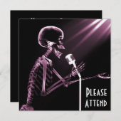 X-RAY SKELETON SINGT AUF RETRO MIC - PINK EINLADUNG (Vorne/Hinten)