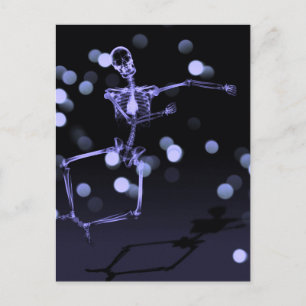 X-Ray Skeleton tanzen - Tief Lila Postkarte