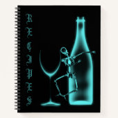 X-Ray Skeleton Weinflasche Rezept - Aquamarin Notizblock (Vorderseite)