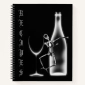 X-Ray Skeleton Weinflasche Rezept Buch - B&W (Vorderseite)