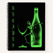 X-Ray Skeleton Weinflasche Rezept Buch Grün (Vorderseite)