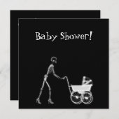 X-RAY SKELETON WOMAN & BABY CARRIAGE - B&W EINLADUNG (Vorne/Hinten)