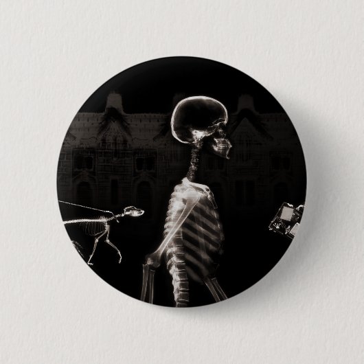 X-Ray Skeletons Midnight Stroll Black Sepia Button (Vorderseite)