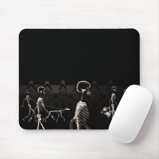 X-Ray Skeletons Midnight Stroll Black Sepia Mousepad (Mit Mouse)