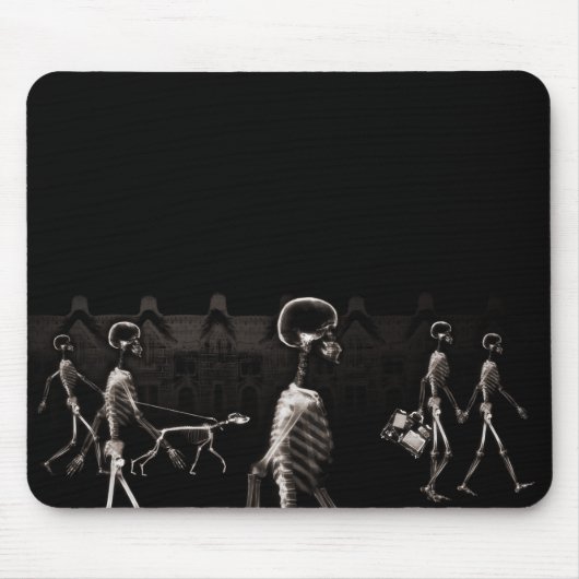 X-Ray Skeletons Midnight Stroll Black Sepia Mousepad (Vorne)