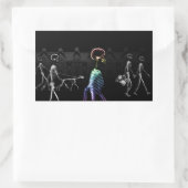 X-Ray Skeletons Mitternachtsspaziergang - B&W & Ra Rechteckiger Aufkleber (Tasche)