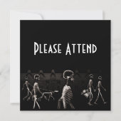 X-Ray Skelette Mitternacht Schwarzer Sepia Einladung (Vorderseite)