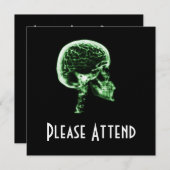 X-RAY SKULL BRAIN - GRÜNE EINLADUNG (Vorne/Hinten)